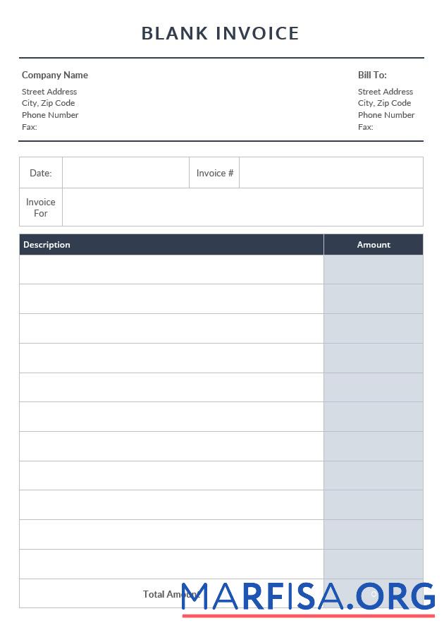 Blank Editable Blank Invoice Template